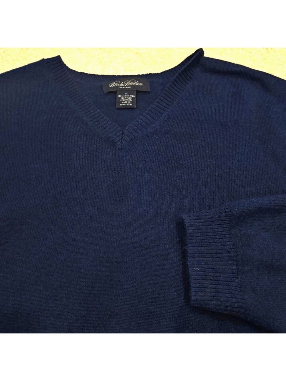 VTG Brooks Brothers Sweater Mens XL Blue Merino Wool V-Neck Pullover Long Sleeve